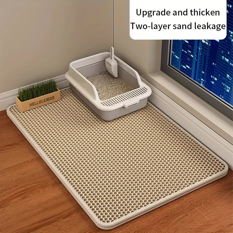 Alfombrilla para Arena de Gato Grande | Impermeable, Doble Capa Tipo Panal, Fácil de Limpiar y Antideslizante