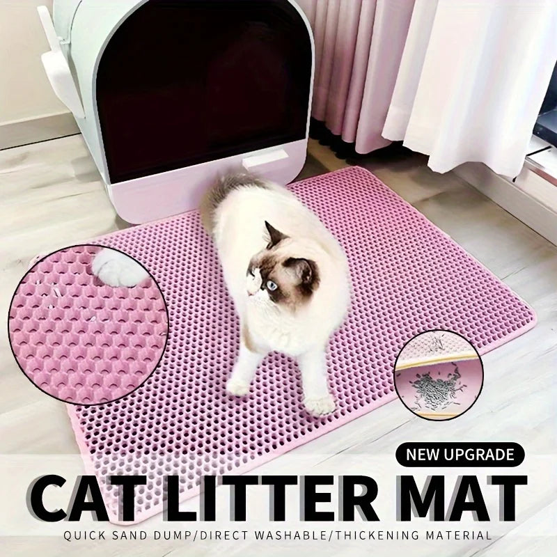 Alfombrilla para Arena de Gato Grande | Impermeable, Doble Capa Tipo Panal, Fácil de Limpiar y Antideslizante