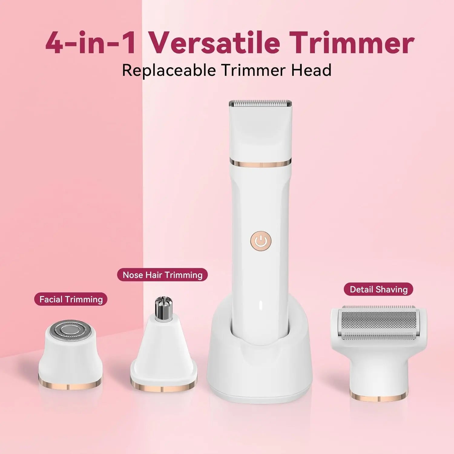Afeitadora Eléctrica 4 en 1 para Mujer – Cuidado Corporal Completo con 4 Cabezales Intercambiables | Impermeable IPX7